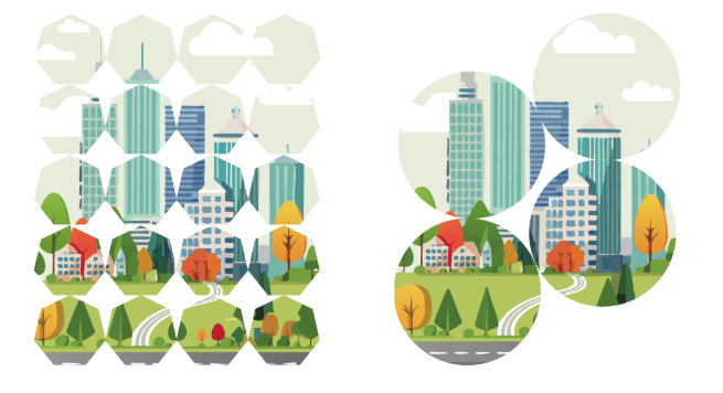 都市と公園が描かれたイラスト