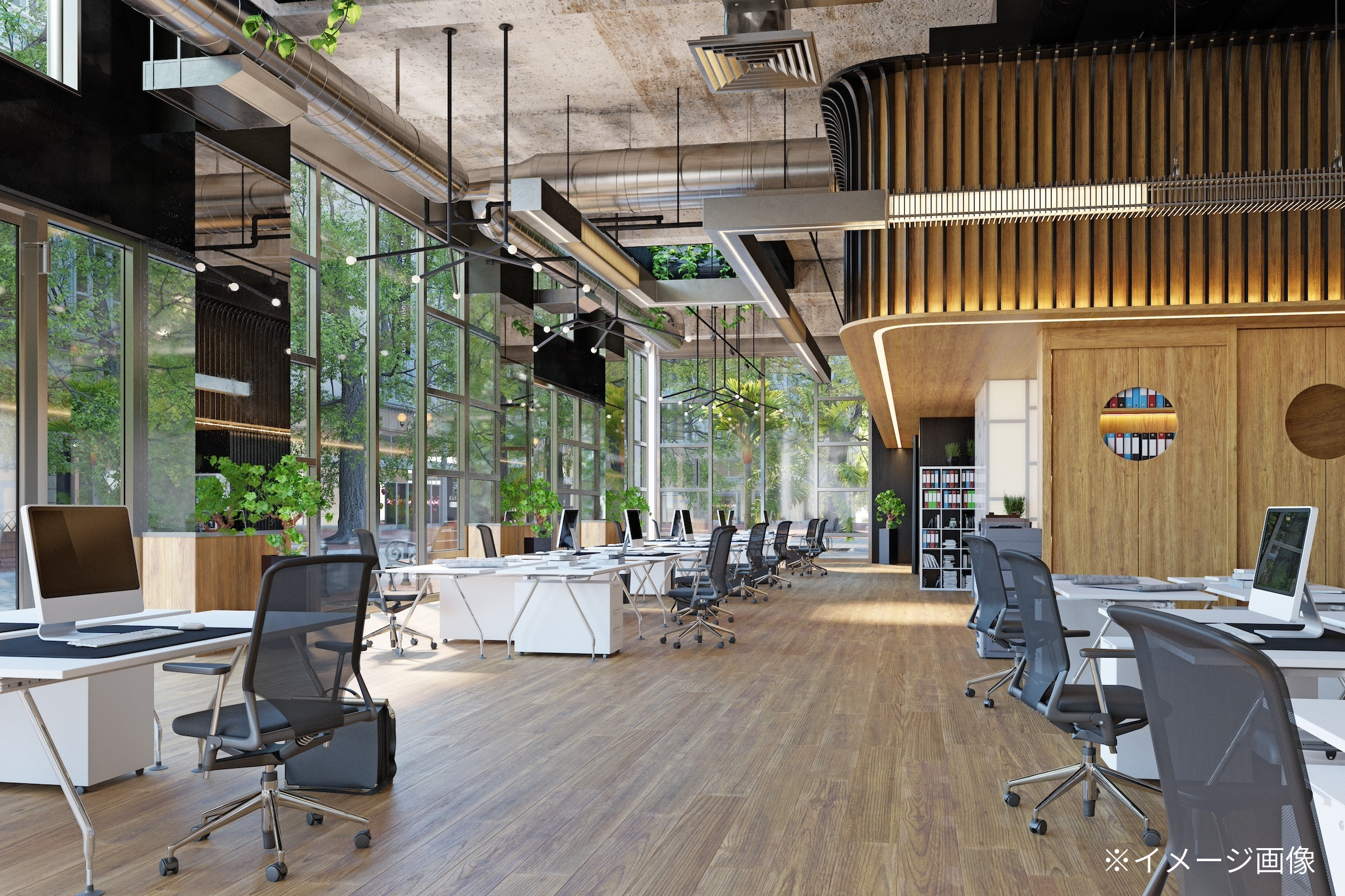 新社屋建設にともなう大型オフィスへのLEDディスプレイ導入事例 