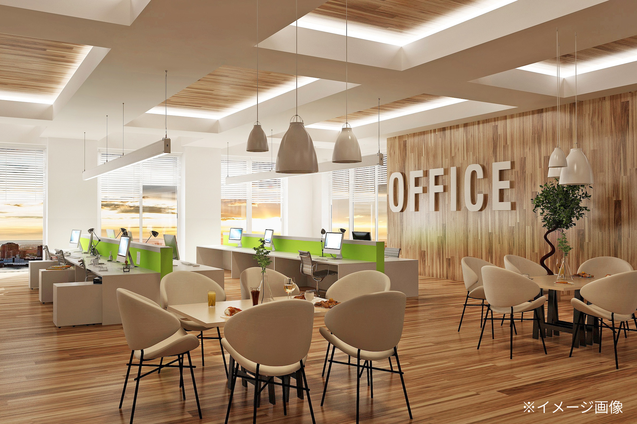 新社屋建設にともなう大型オフィスへのLEDディスプレイ導入事例 