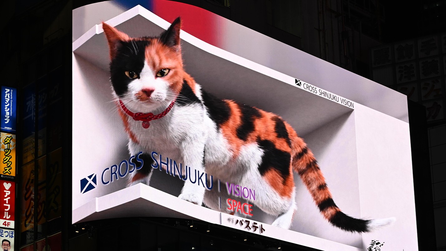 新宿東口の猫「クロス新宿ビジョン」屋外LEDビジョン