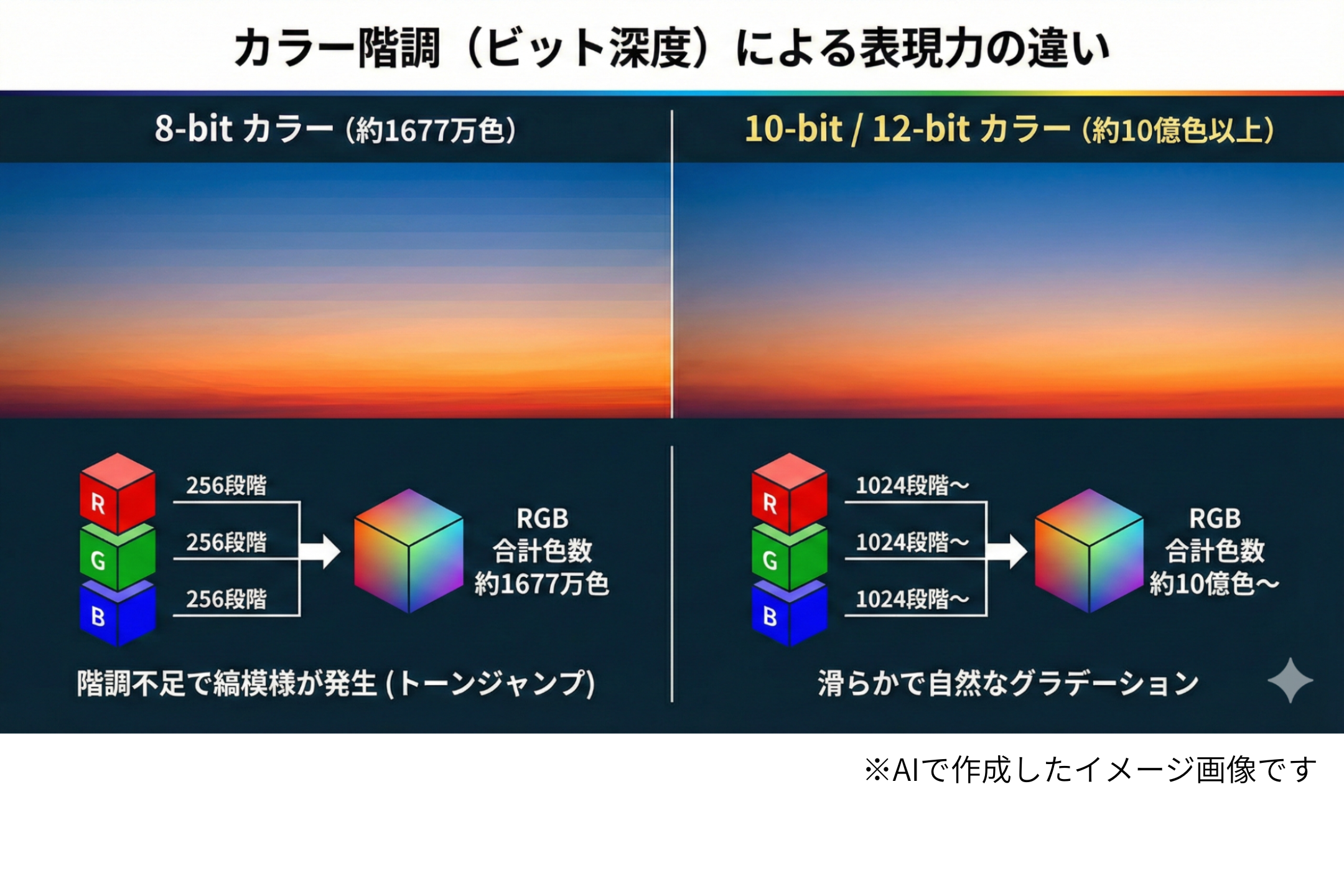 カラー諧調による表現力の違い（イメージ）